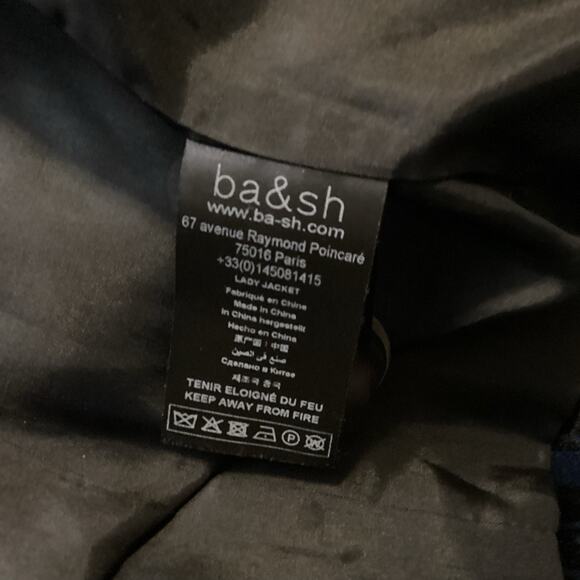 Ba&sh Tuck Noir Navy Black Marble Swirl Velvet One Button Blazer XS - Picture 9 of 12